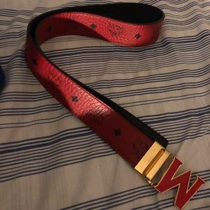 Mcm Red And Black Reversible Belt 